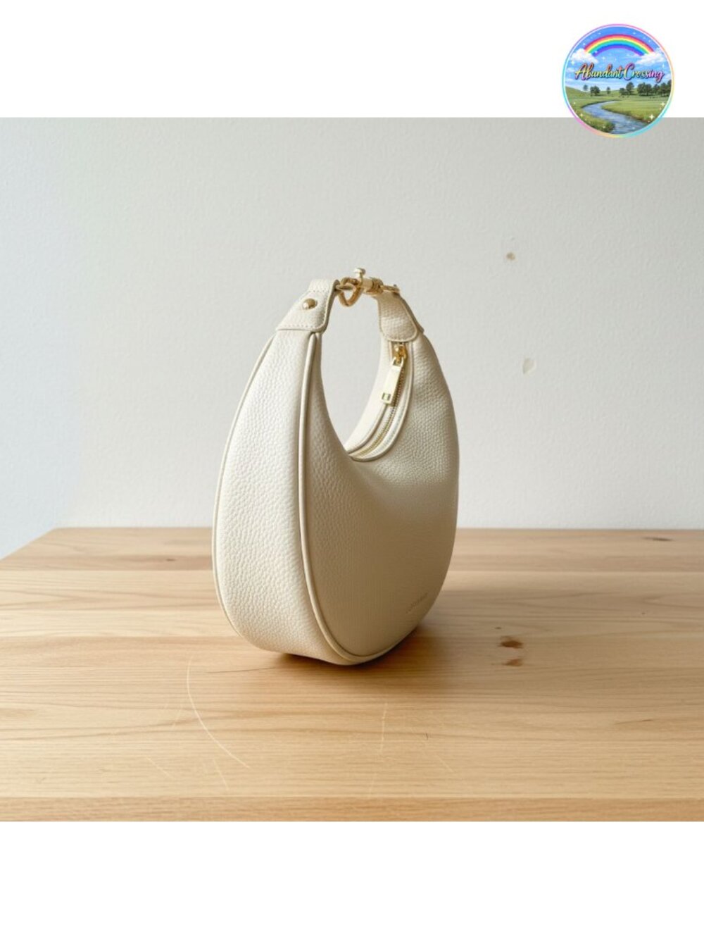 Vegan Leather Crescent Crossbody Bag Removable Strap Small Purse